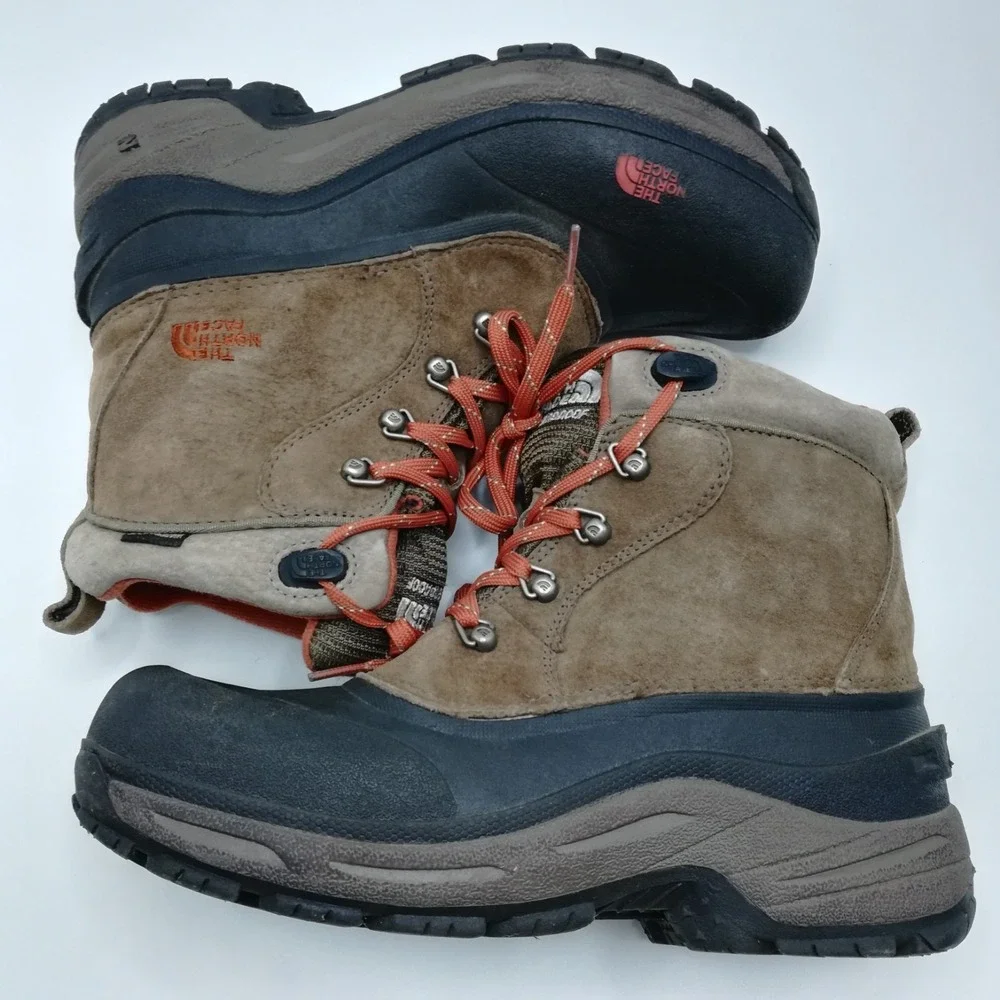 The North Face Boots Youth Boys Chilkat II‎ Snow Waterproof Tan Suede Orange 7